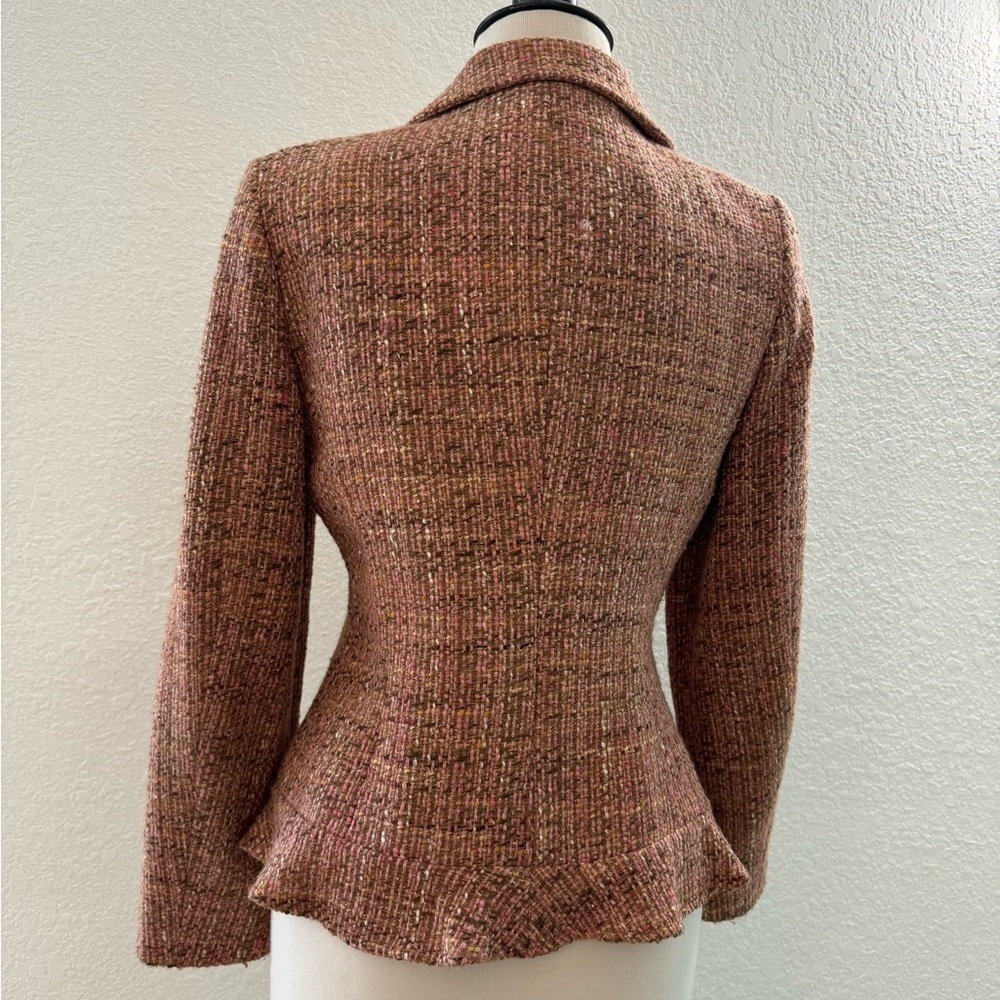 Neiman Marcus‎ VTG 90's Multicolored Tweed Flare Ruffle Blazer Women's Sz. 6 - Picture 6 of 12